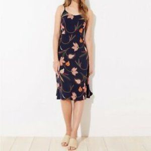 Loft Floral Smocked Back Strappy Midi Dress